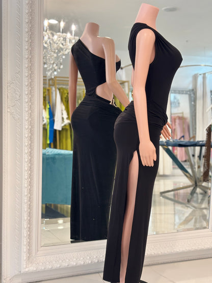 Ethereal Drape Maxi Dress Black