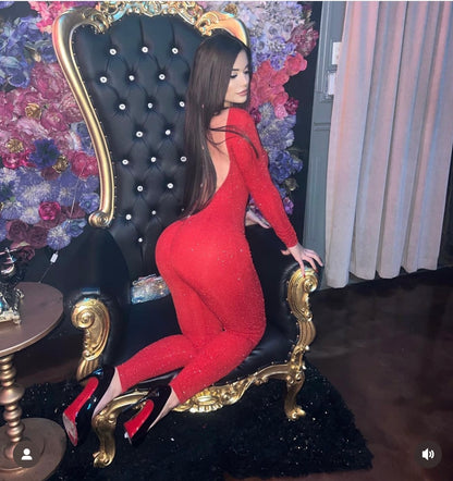 Light Night Party Jumpsuit Red