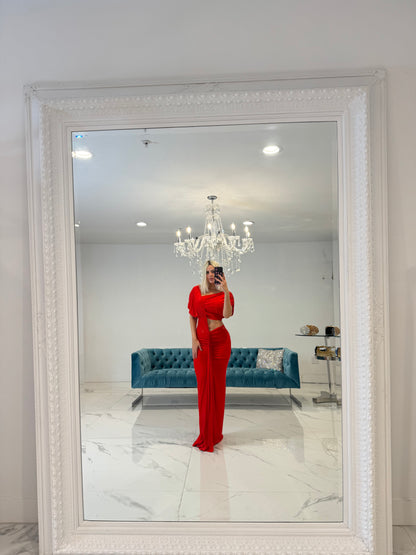 Velvet Lips Maxi Dress Red