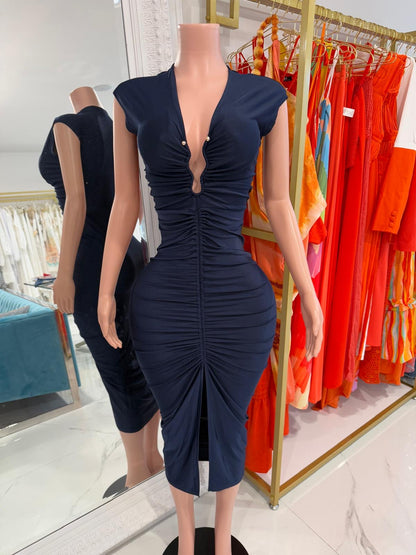 Aura Midi Dress Navy Blue