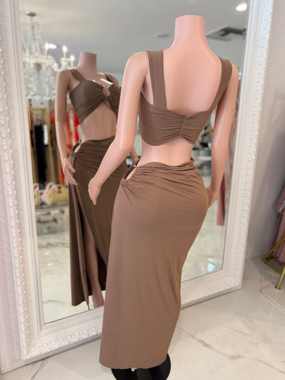 Carefree Aura Linen Skirt Set Nude