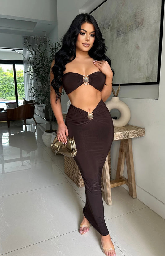 Summer Skirt Set Brown