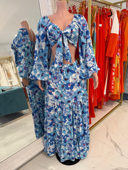 Tropic Bloom Ensemble Floral Ruched Skirt Set