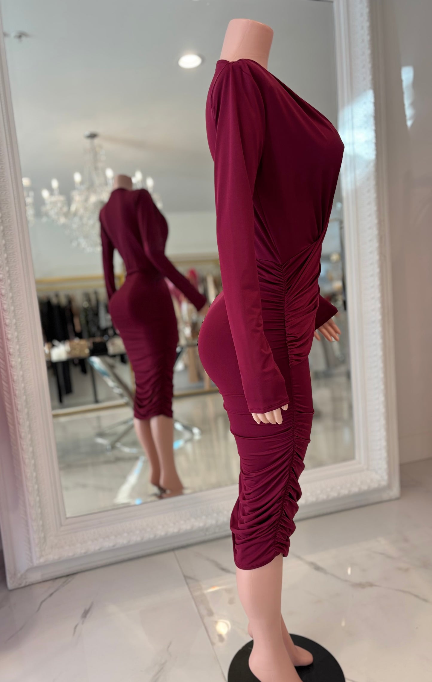 So Tell Me Baby Mid Dress Rojo Vino