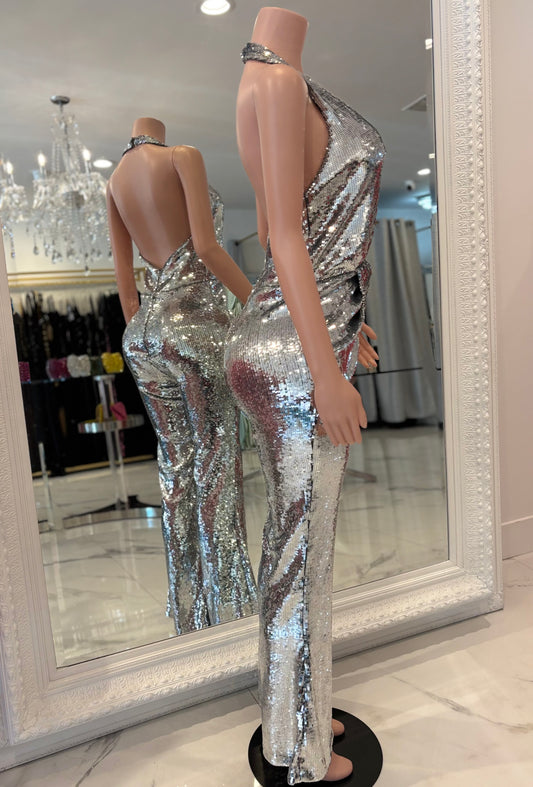 Silver Disco Jumpsuit