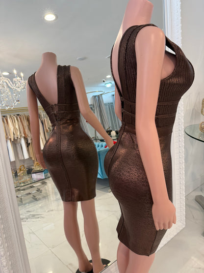 Let's Get Real Baby Midi Dress Brown