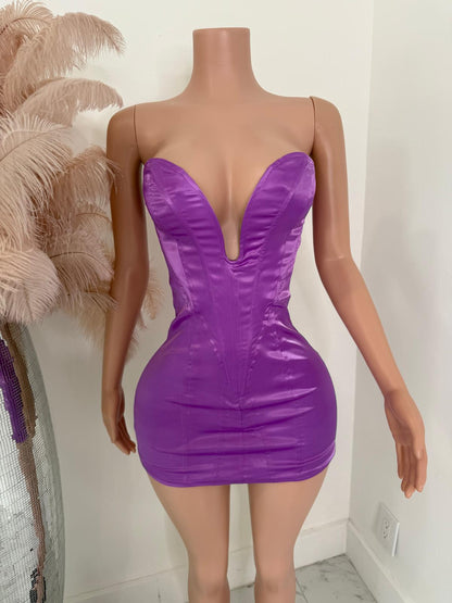 The Mirage Satin Mini Dress Purple
