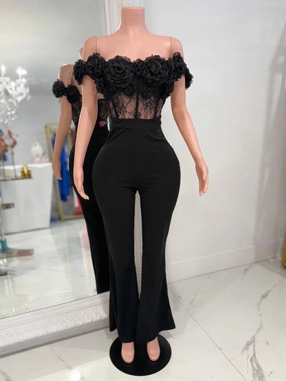 Rosette Lace Dream Floral Jumpsuit