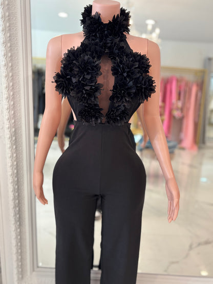 Flowers For Me Pant Set Black