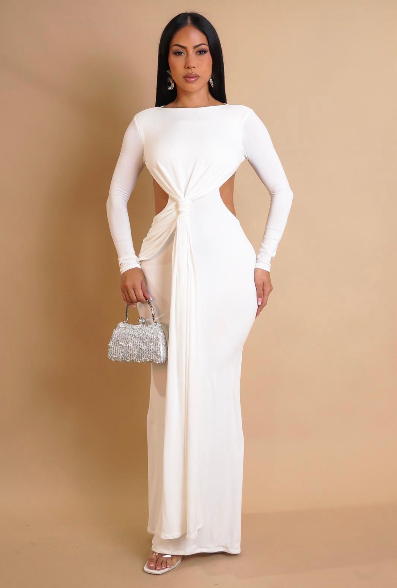 white sexy maxi dress White Halter Dress - White Maxi Dress - Glamorous Gown Criss Cross Straps - Sexy Halter Dress - Classic White Knit Gown - Knit Maxi Dress