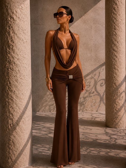 Just Got My Look Pant Set Brown