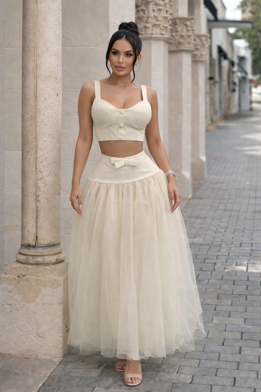 Give Me One Chance Skirt Set Cream