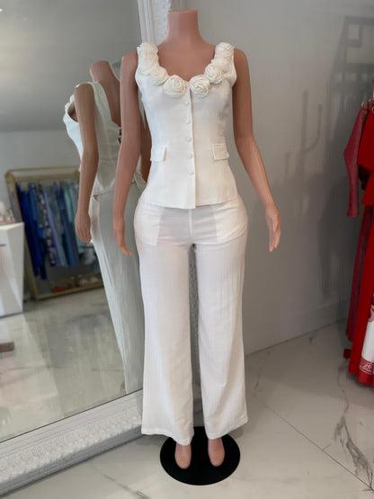 Floral Pant Set White