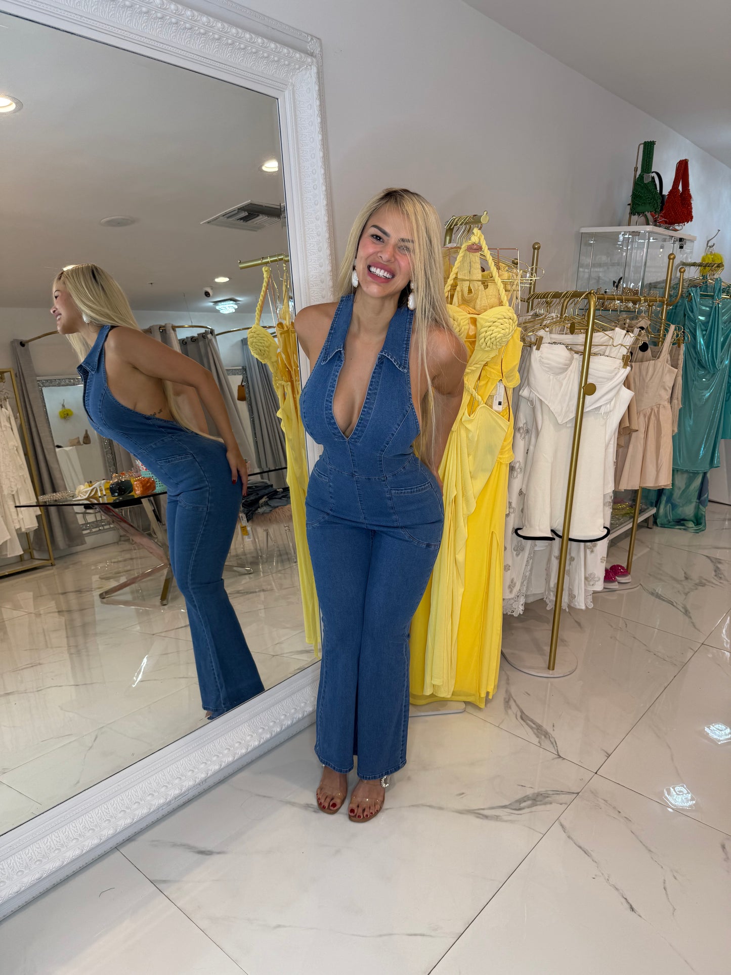 The Bombshell Has Arrived Jumpsuit Blue