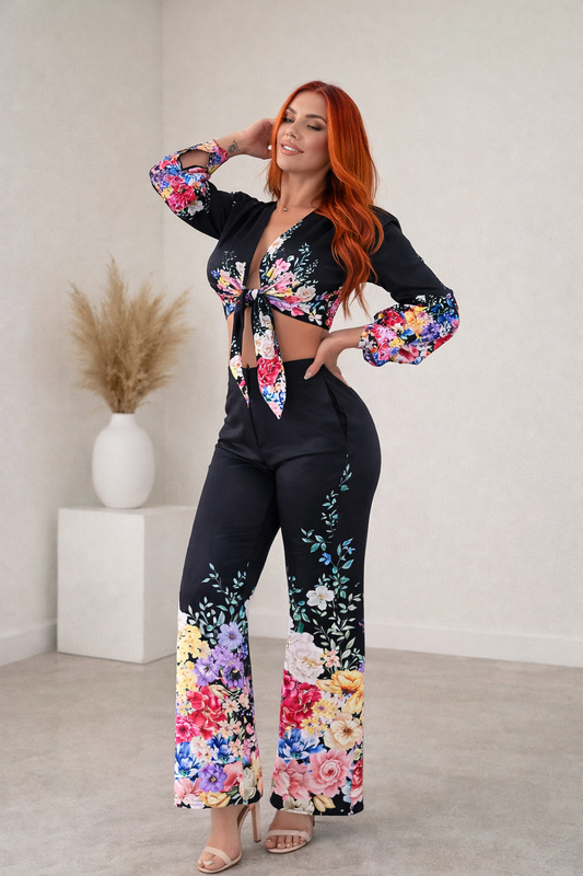 Made Panst Set Floral Black