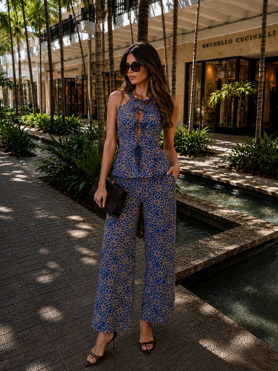 Casual Chic Pants Set Navy