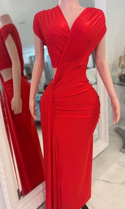 Velvet Lips Maxi Dress Red