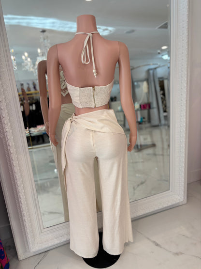 Sunkissed Nomad Floral Crochet Pant Set Nude