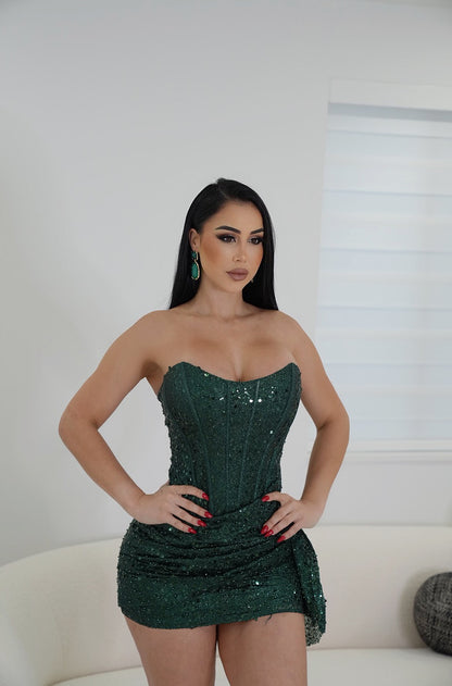 Seduction Sequin Mini Dress Green
