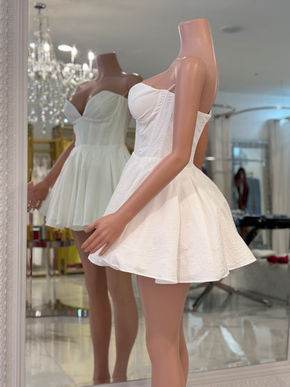 Petal Whimsy Mini Dress White