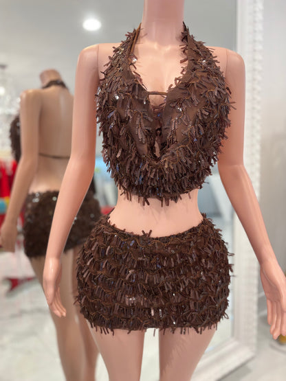 Honey Skirt Set Brown