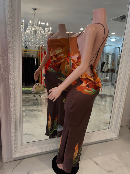 Poetica Love Floral Satin Maxi Dress