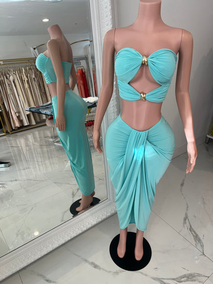Serenity Cascade Skirt Set Blue
