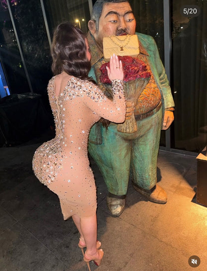 Glamour Mini Dress Beige