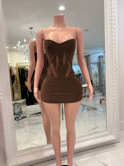 Sweet to the Touch Mini Dress Brown