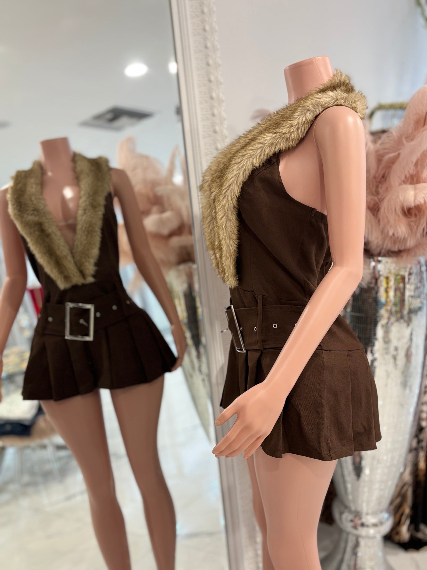 Don't Cross That Line Mini Dress Brown