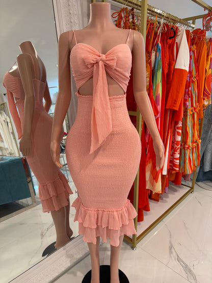 Sunset Whimsy Midi Dress Pink