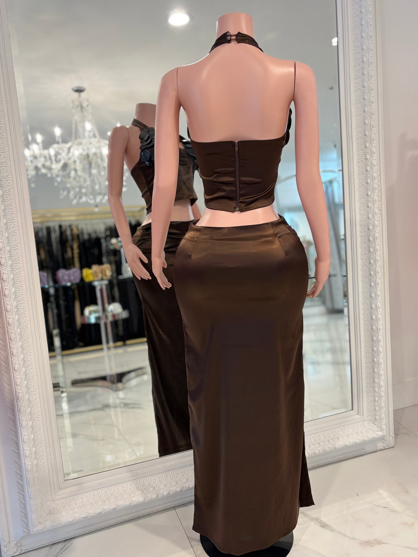 I Am Always Here Skirt Set Brown