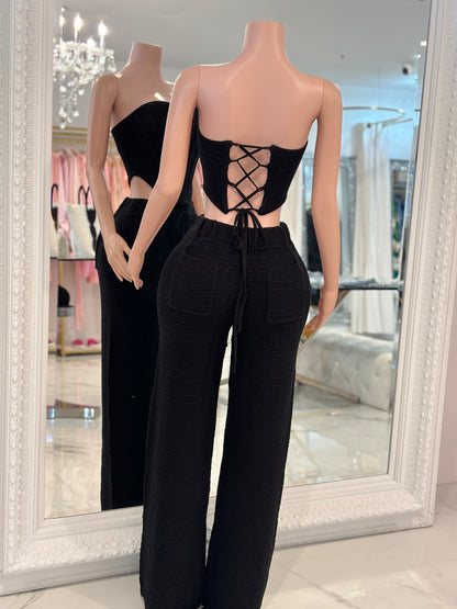 Shoreline Muse Knit Pant Set Black