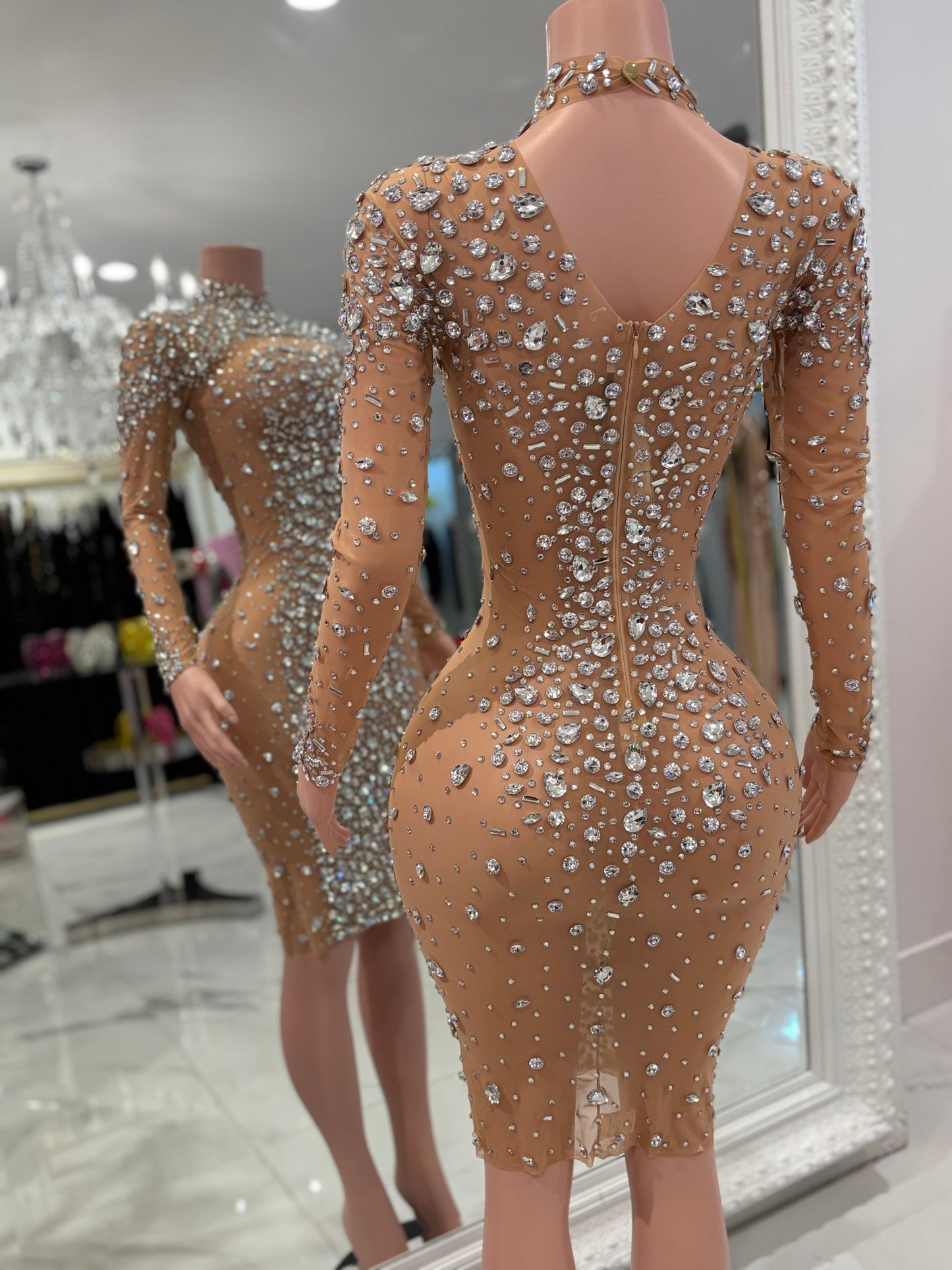 Glamour Mini Dress Beige