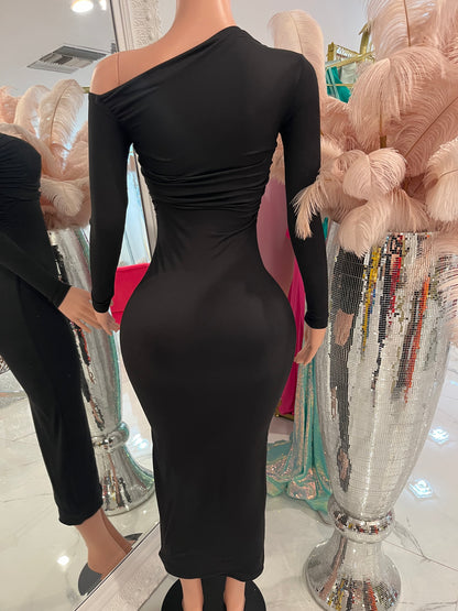 Amazing Curve Ruched Maxi Dress Black