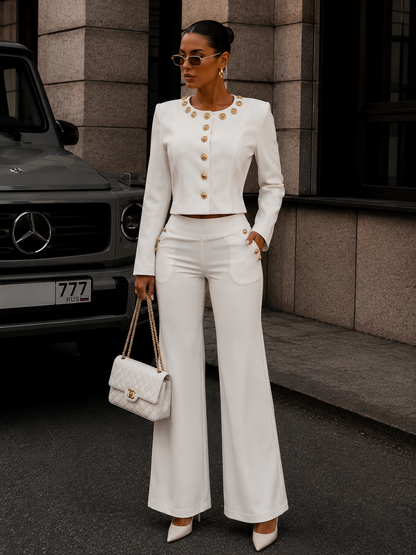 Glamour Pants Set White