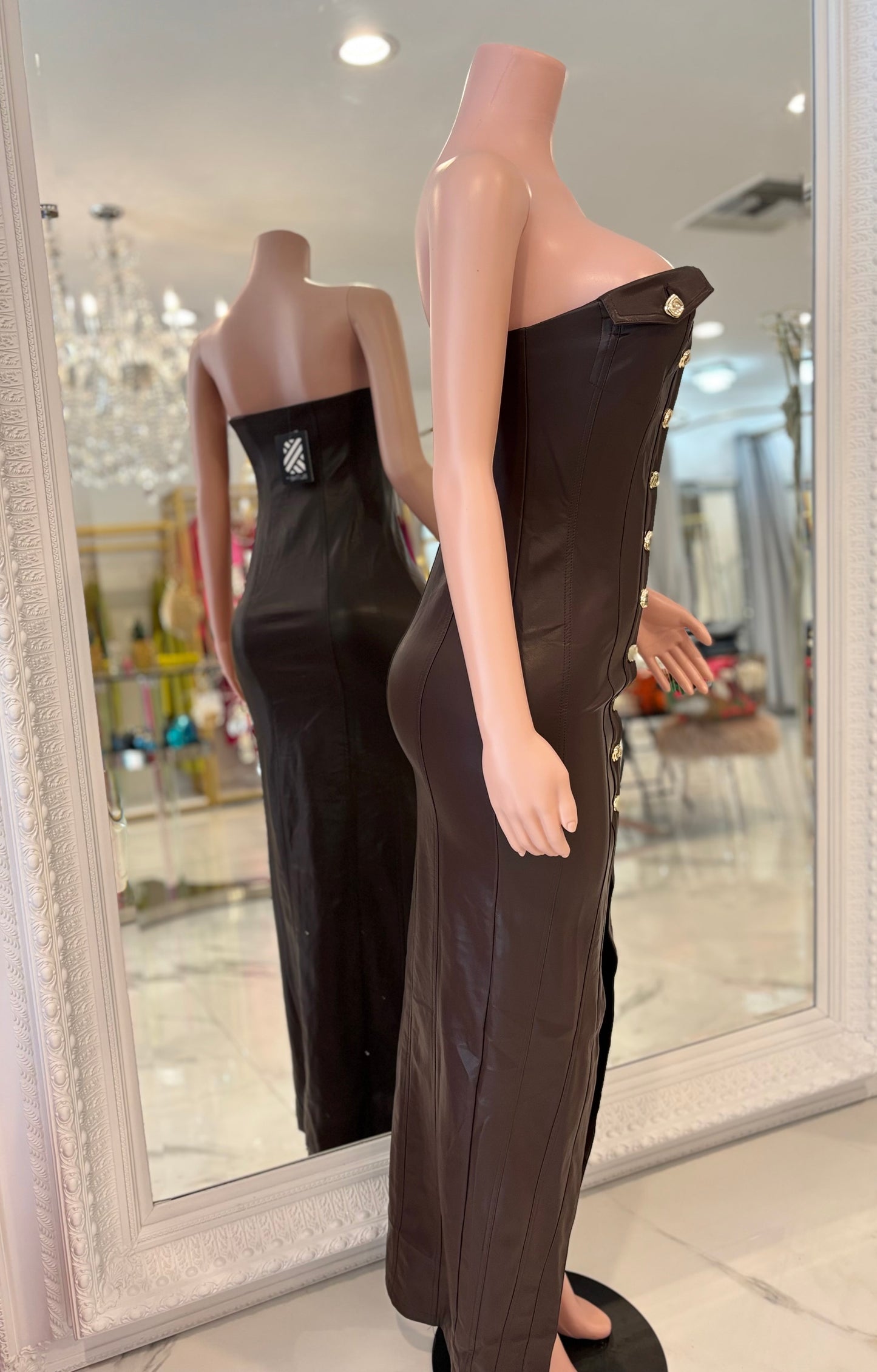 Lulu Leather Maxi Dress Brown