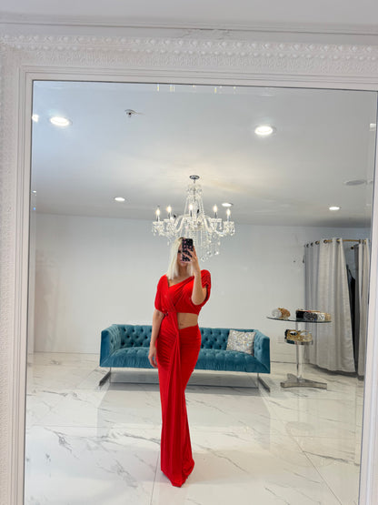 Velvet Lips Maxi Dress Red