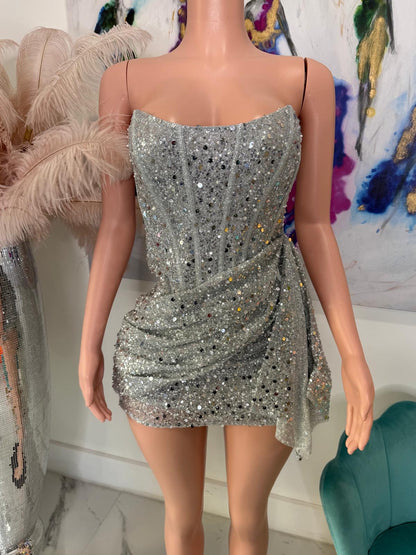 Starlight Seduction Sequin Mini Dress Silver