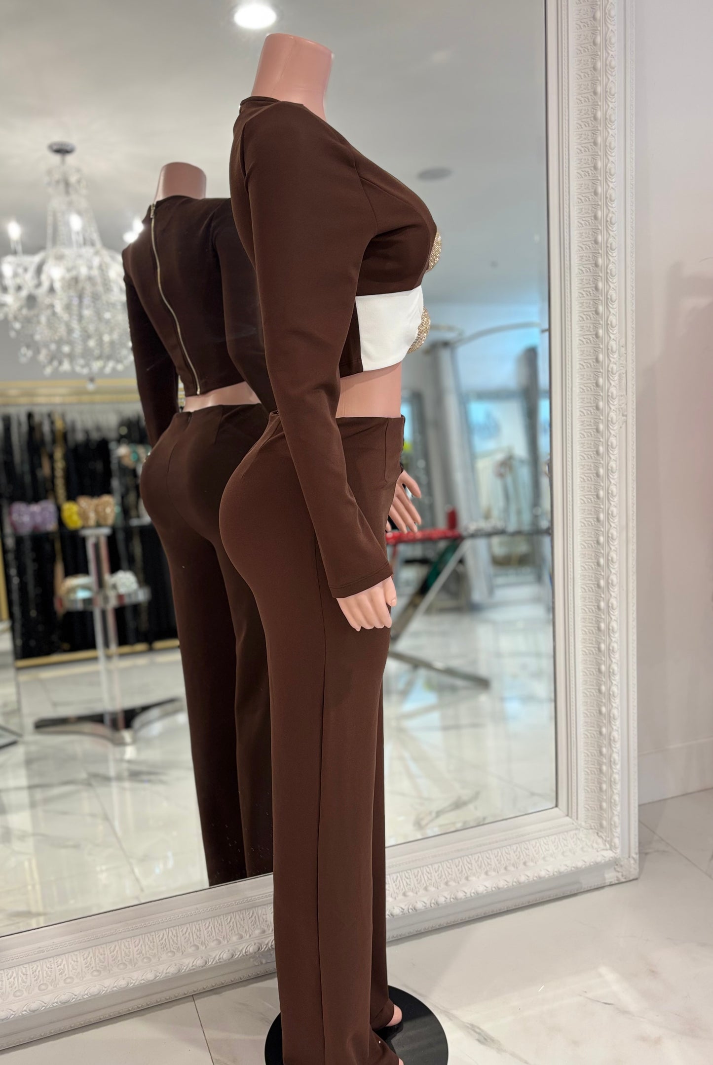 You Better Believe It Pant Set Brown