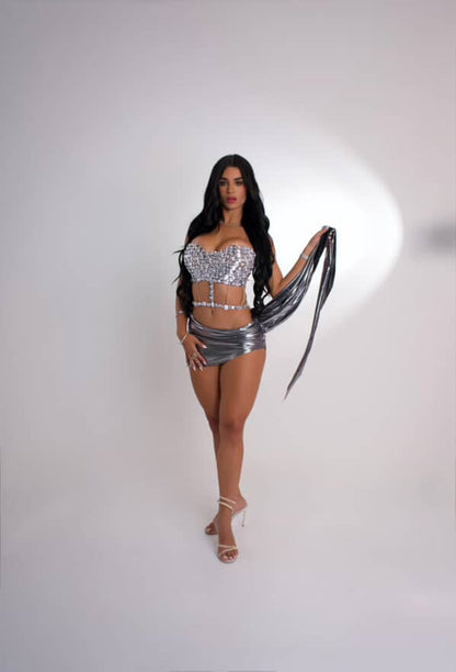 The Goddess I Am Skirt Set Silver