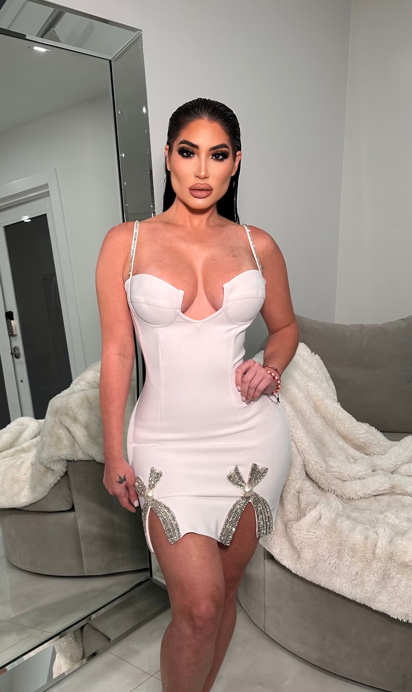 Glamoroso White Mini Dress