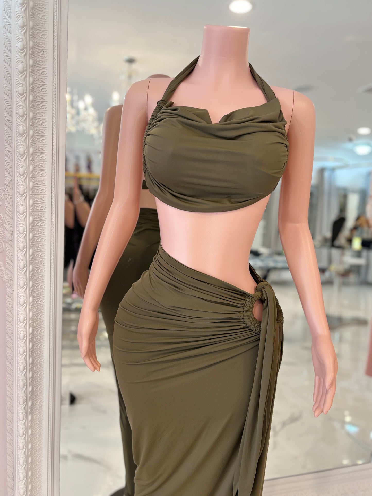 Coastal Rhythm Fringes Skirts Set Green