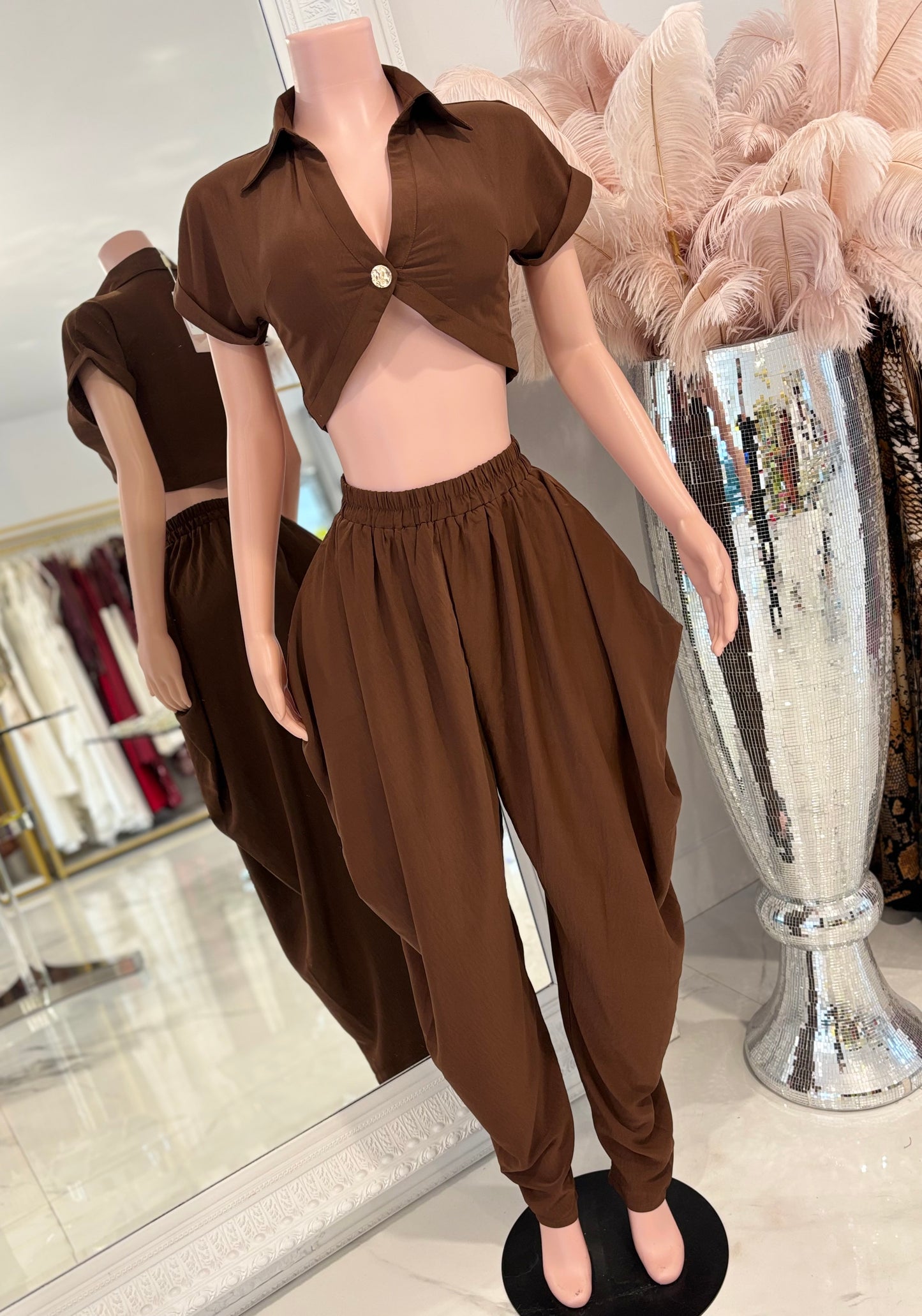 Don’t Even Bother Boy Pant Set Bronw