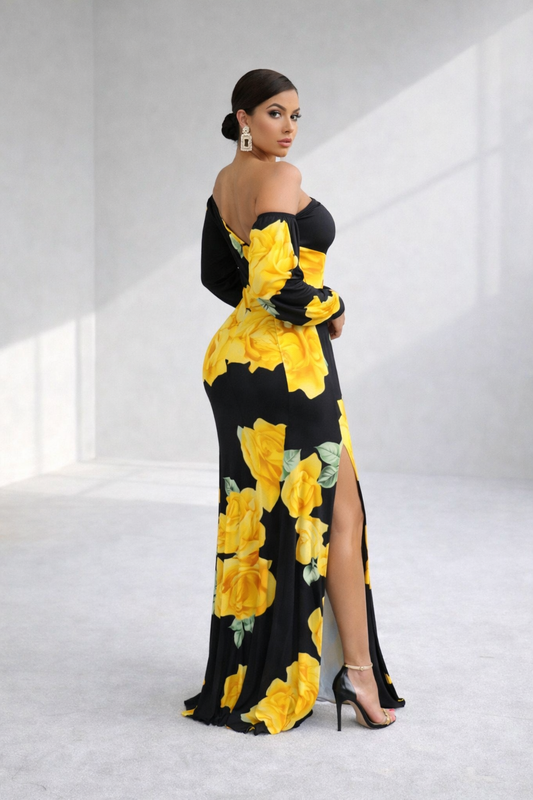 Maday Maxi Dress Black Yellow
