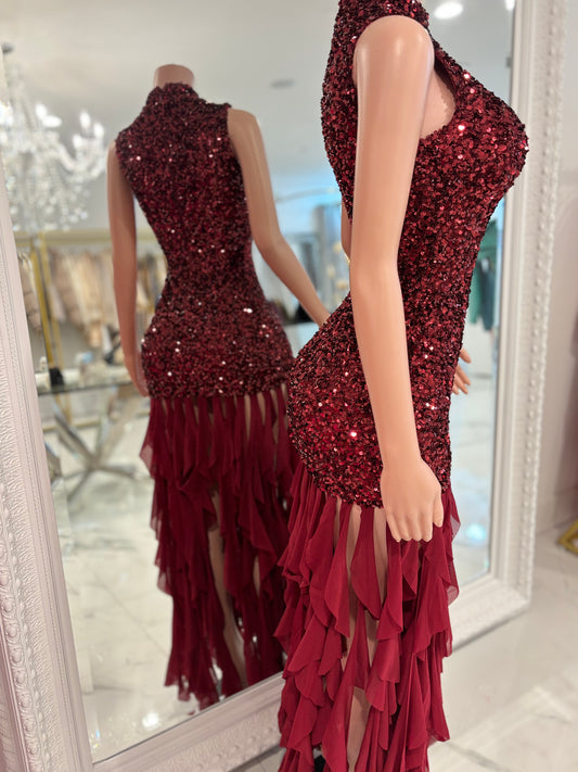 Queen of All Midi Dress Rojo Vino