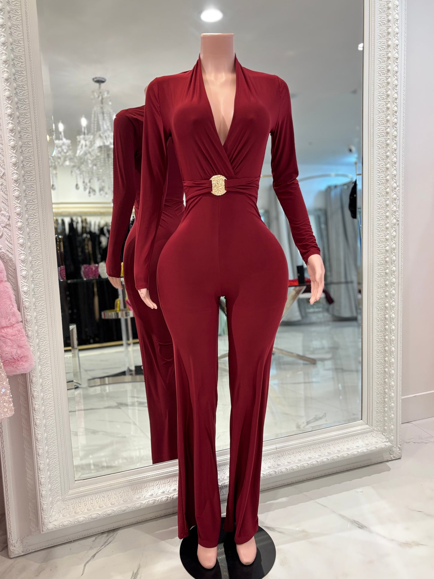 On the Top Jumpsuit Rojo Vino