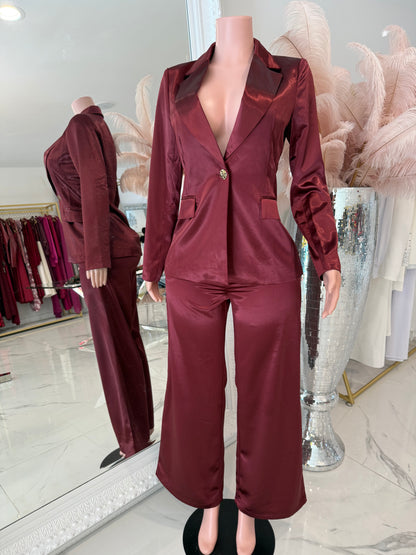 I Am the Only One Pant Set Rojo Vino