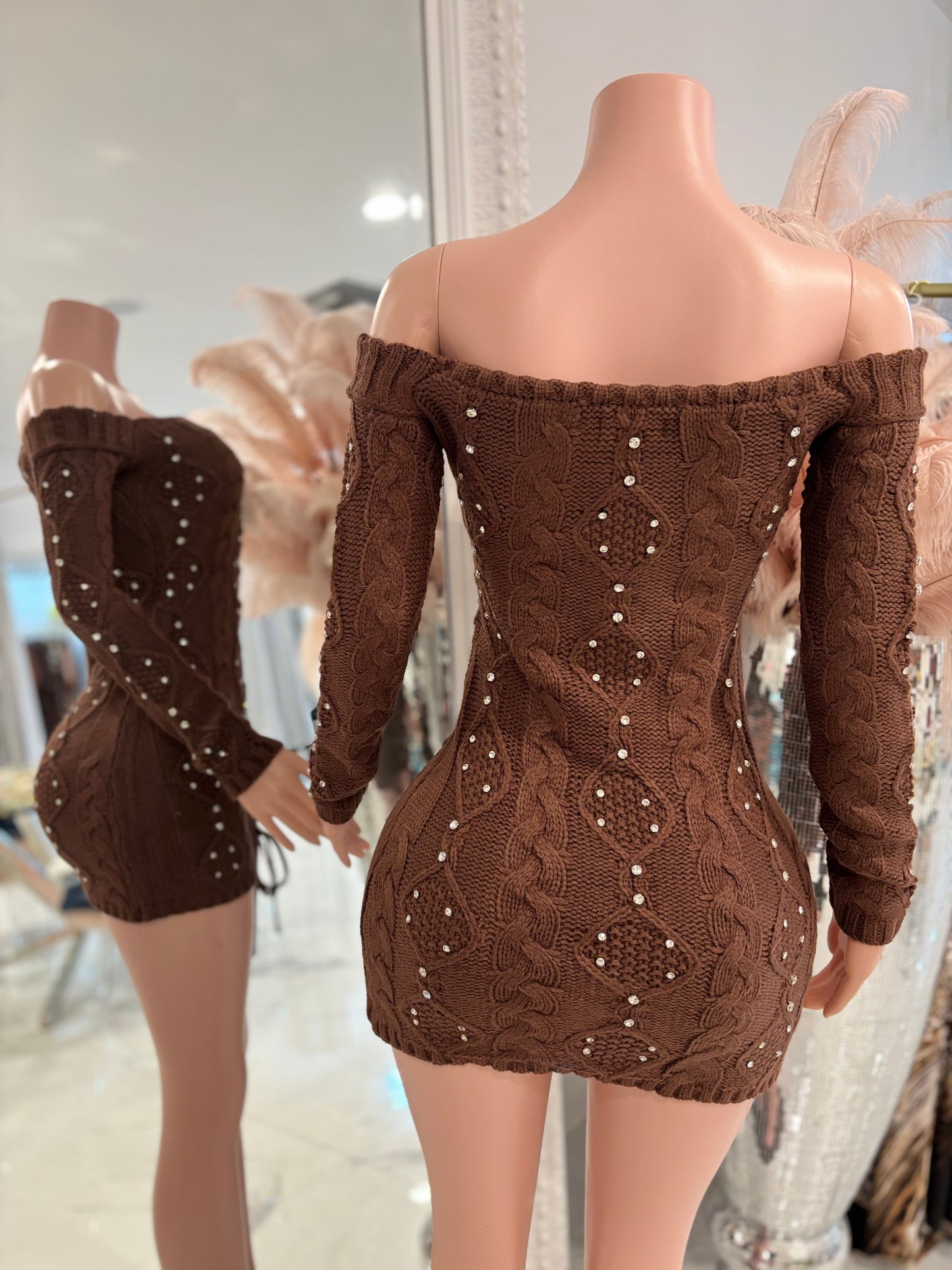 Wanna Get Close Mini Dress Brown