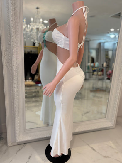 Siren Sands Ruched Maxi Dress White
